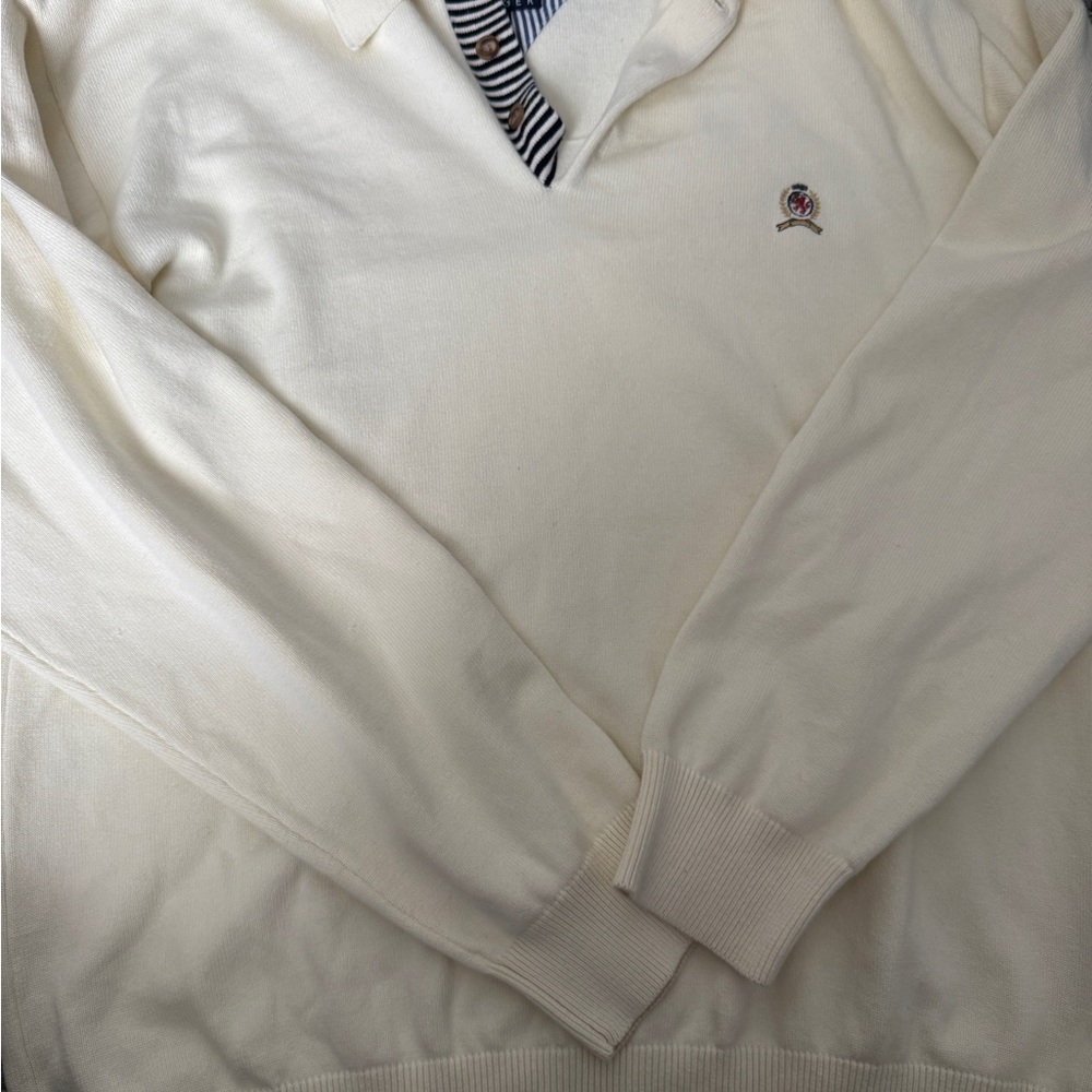 Tommy Hilfiger Men's V-Neck Cream Sweater